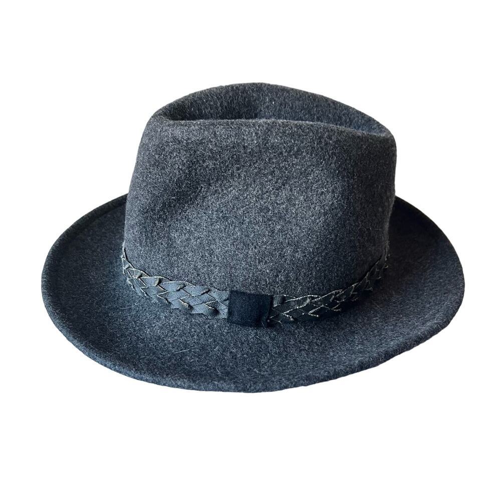 Vintage Fedora Style Grey Braid Trim Hat